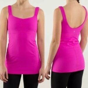 Lululemon Women's Aria Tank II Paris Perfection Hot Pink Sz 6 Luxtreme Yoga